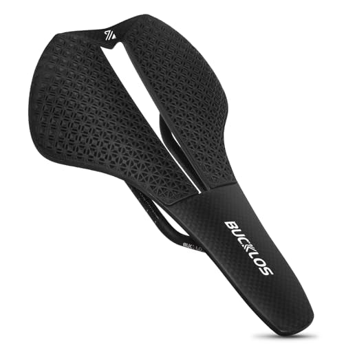 BUCKLOS 3D Printed Bike Saddle Road Bike Mountain Bike Seat Cushion,Full Carbon Fiber Mountain Bike Bicycle Saddle - Support Road MTB BMX and Gravel Bike