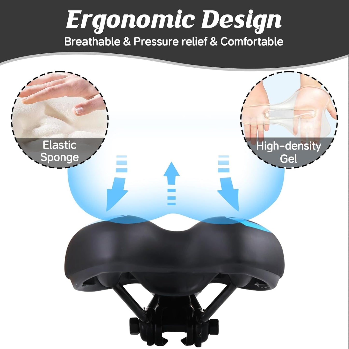 Comfortable Gel Bike Seat with Extra Soft Cushion Padded.Ergonomic Bicycle Saddle Cushion with Waterproof PU Leather for Men Women,Fits Most Bikes