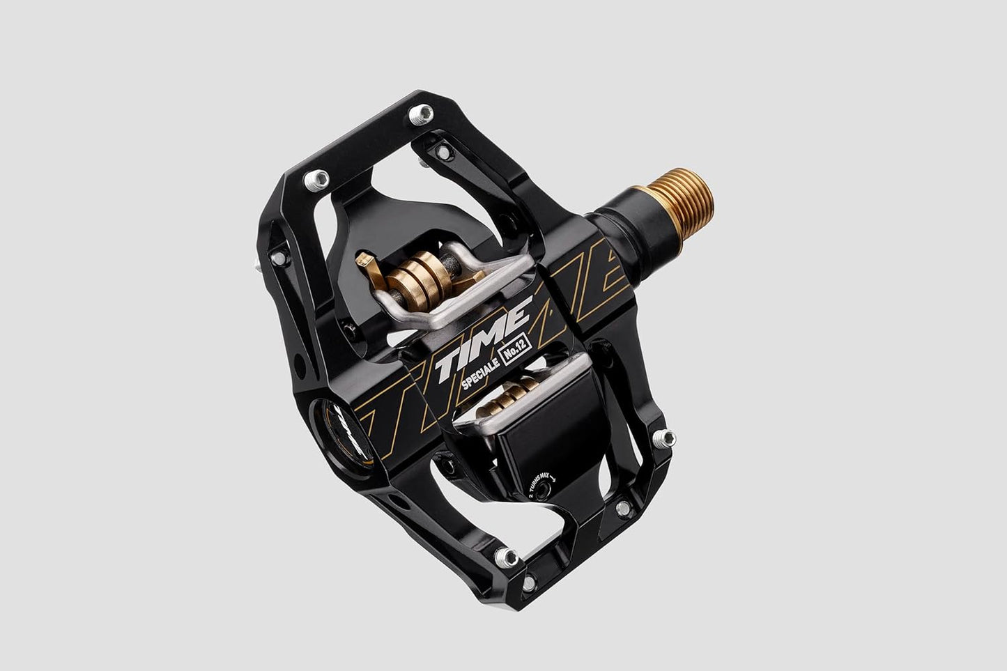 Time Sport Pedals Speciale 12 Large - Aluminum Body, Titanium Spindle, ATAC Standard Cleats Included - Black Gold B1