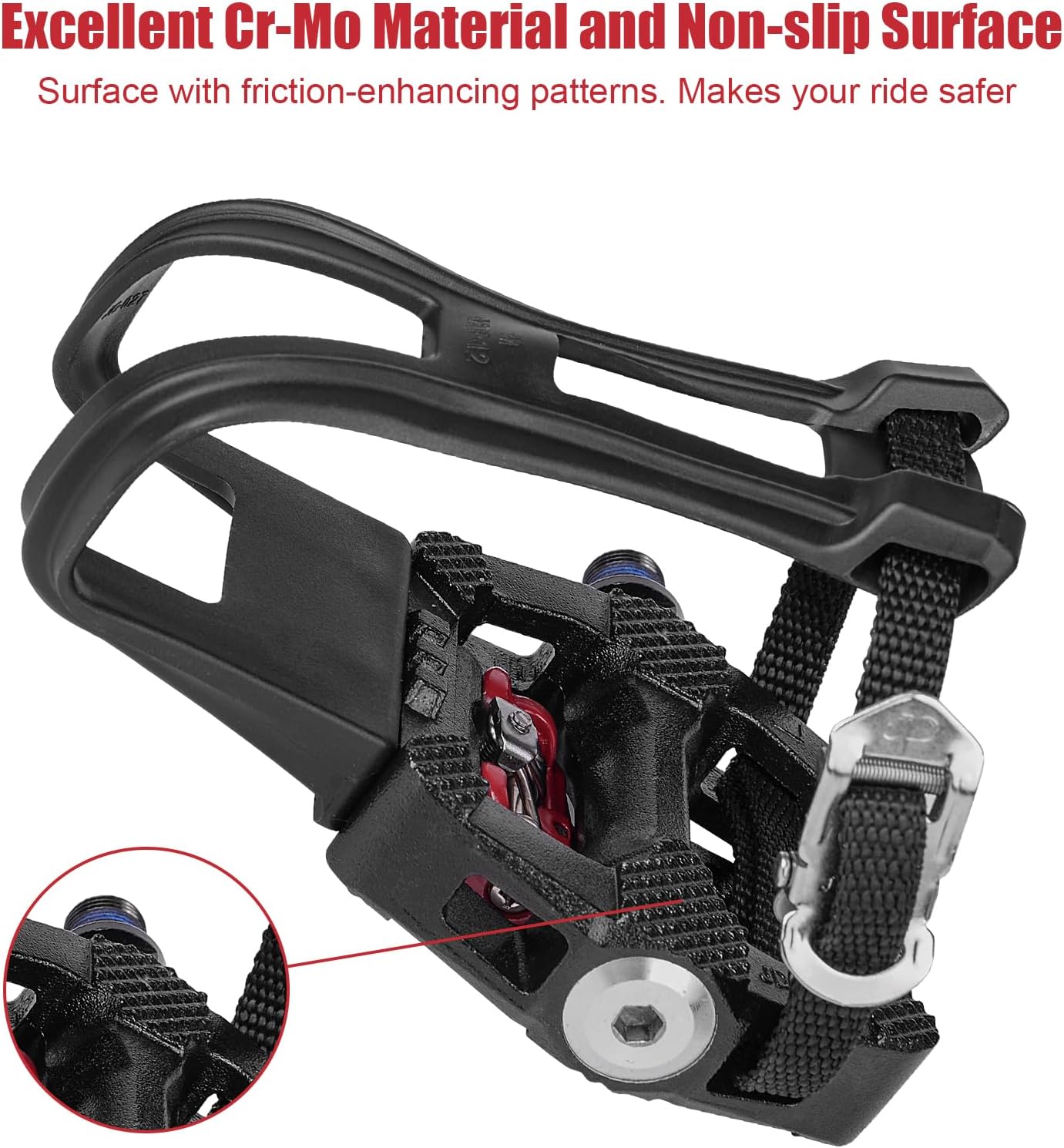 SPD Bike Pedals Delta Compatible 9/16'' with Toe Cages, Mountain Bike Peloton Pedals for Regular Shoes & Clipless Shoes, Bicycle Pedals Convert Look Delta Pedals to Dual Function Pedals