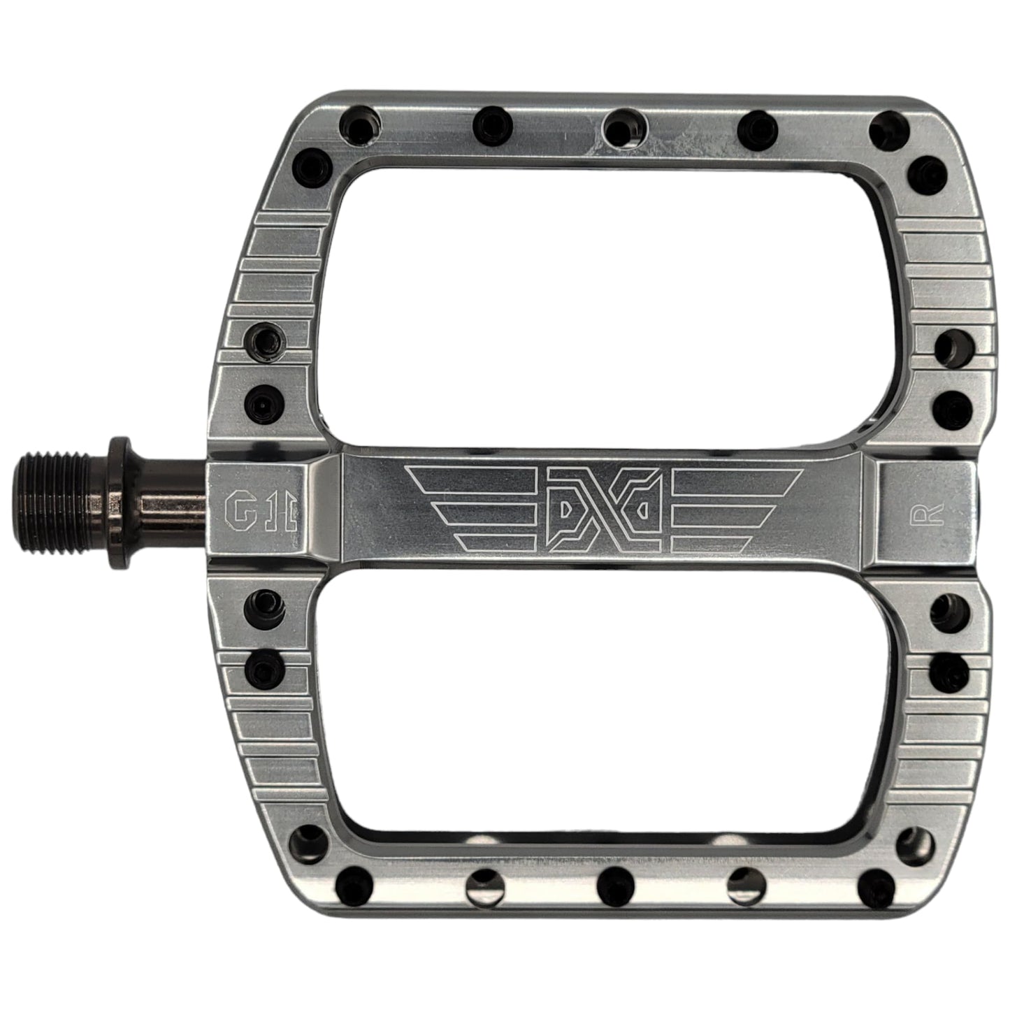 PDX G11 Mountain Bike Pedal MTB Pedal Large Concave Platform Machined Aluminum Polished Bicycle Non-Slip Pedals 9/16 Chromoly Spindle Smooth Ball Bearings