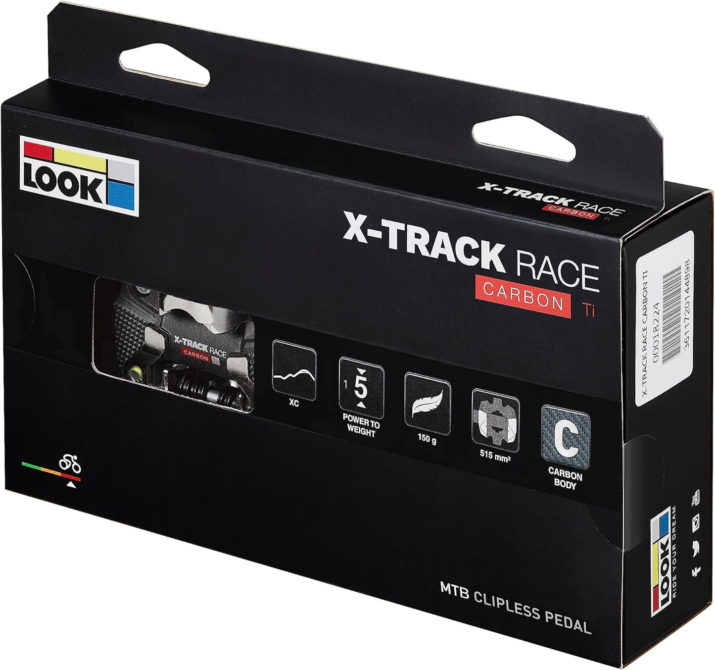 LOOK Cycle - X-Track Race Carbon Ti MTB Bike Pedals - Standard SPD Mechanism Compatible - Carbon Body, Titanium Axle - Clipless Pedal - Large Platform - Extremely Reliable Ultralight Clip in Pedals