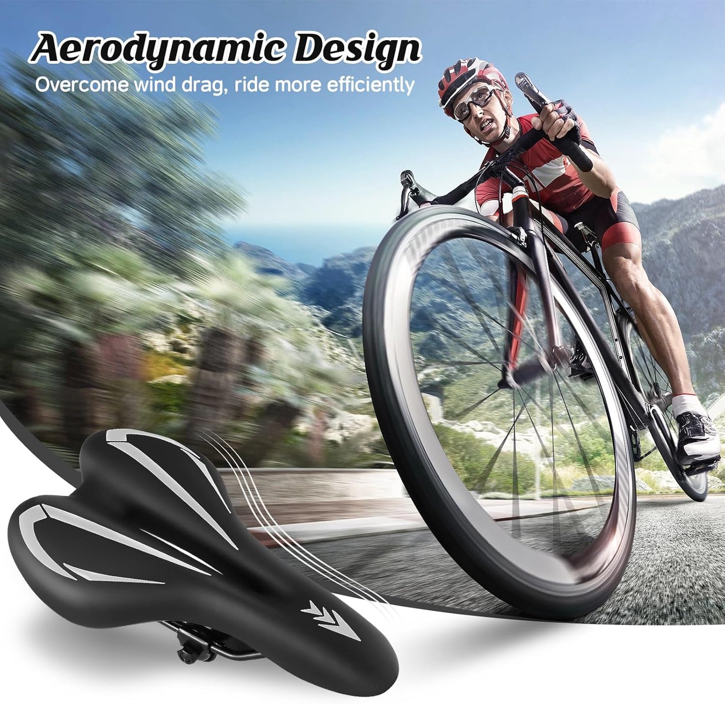 Comfortable Gel Bike Seat with Extra Soft Cushion Padded.Ergonomic Bicycle Saddle Cushion with Waterproof PU Leather for Men Women,Fits Most Bikes