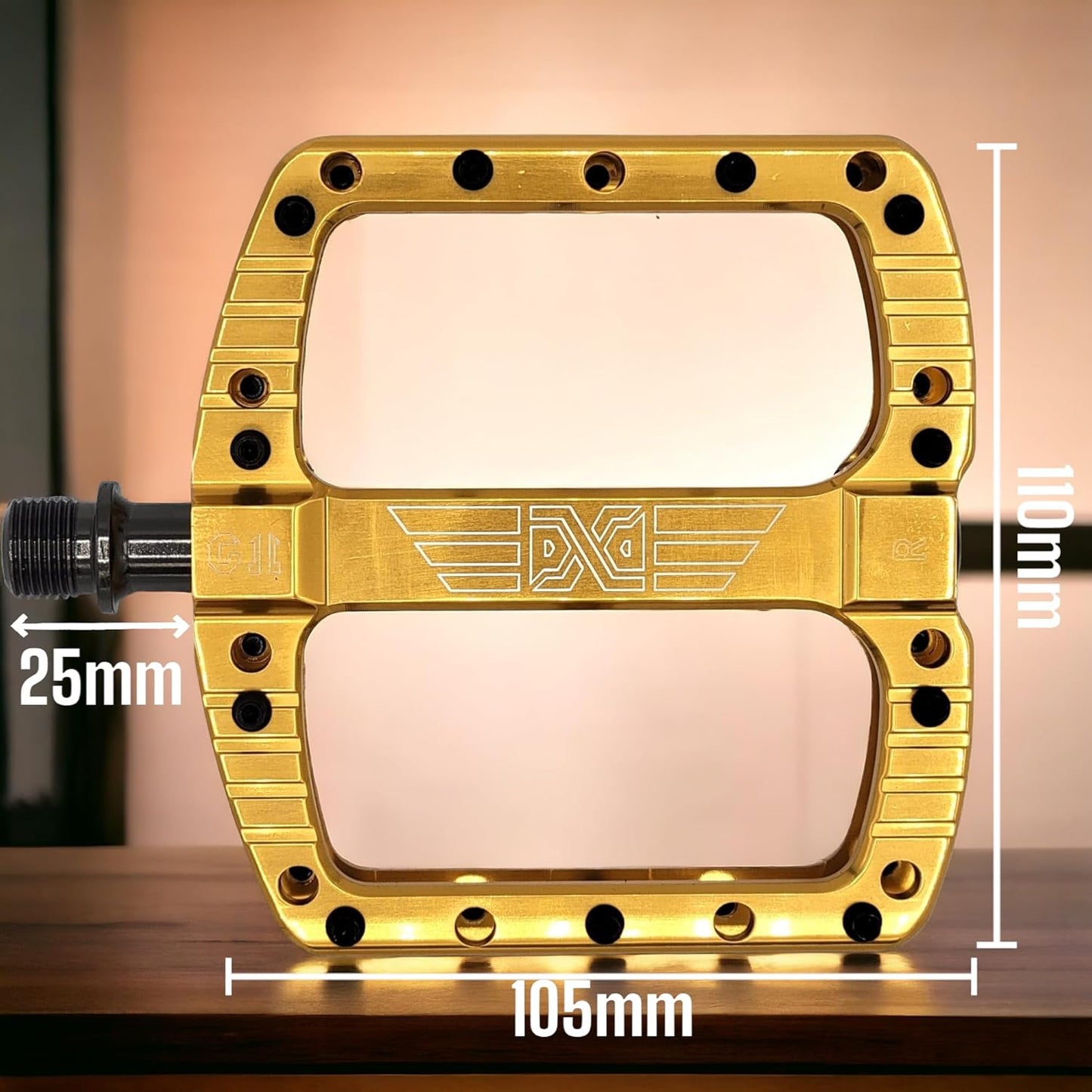 PDX G11 Mountain Bike Pedal MTB Pedal Large Concave Platform Machined Aluminum Polished Bicycle Non-Slip Pedals 9/16 Chromoly Spindle Smooth Ball Bearings