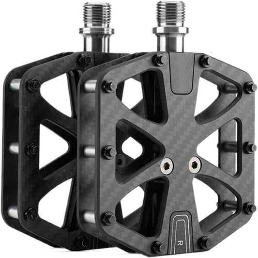 Ultra-Light Carbon Fiber Pattern Pedals 3-Bearing Bike Pedals Labor Saving Road Mountain Bike Pedal