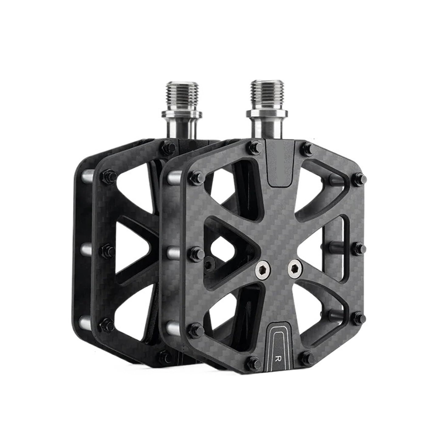 Ultra-Light Carbon Fiber Pattern Pedals 3-Bearing Bike Pedals Labor Saving Road Mountain Bike Pedal