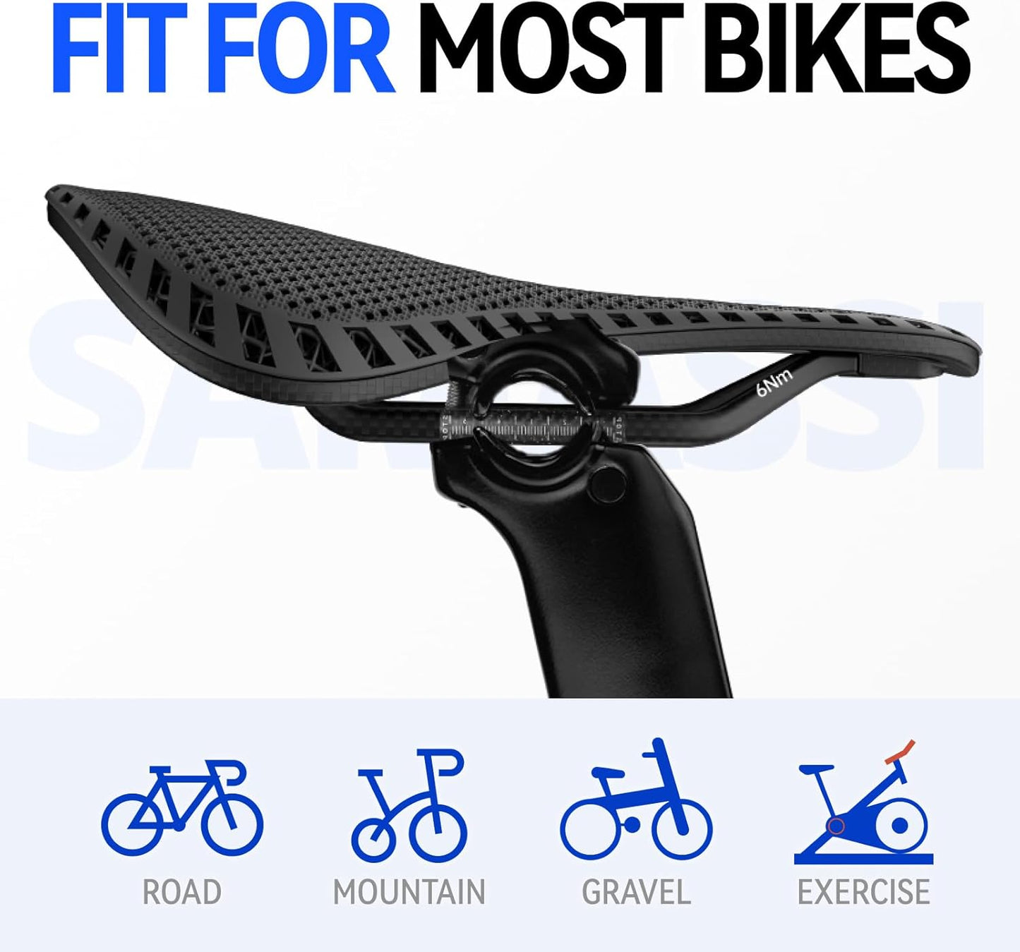 Bike Seat, 3D Printed Bike Saddle | Comfortable Bike Seat Cushion for Men and Women| Lightweight Carbon Fiber Bicycle Seat, Shock Absorbing and Breathable | Ideal for Road and Mountain Bikes