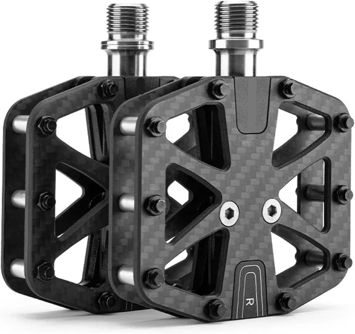 Ultra-Light Carbon Fiber Pattern Pedals 3-Bearing Bike Pedals Labor Saving Road Mountain Bike Pedal