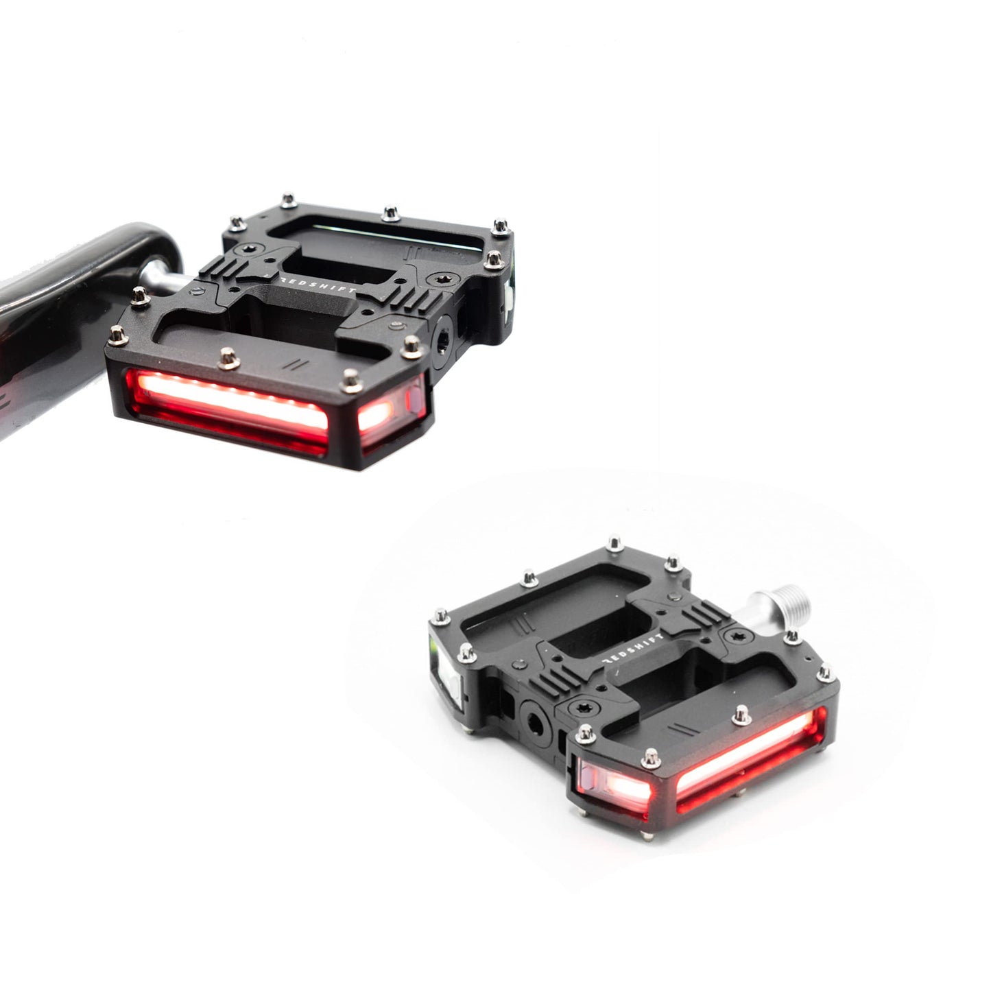 REDSHIFT ARCLIGHT PRO Flat Bicycle Pedals with LED Lights, Auto On-Off, 36+ hr Battery, USB Rechargeable, Weatherproof, Flat Aluminum Bike Pedal with 9/16in Steel Spindle and Traction Pins