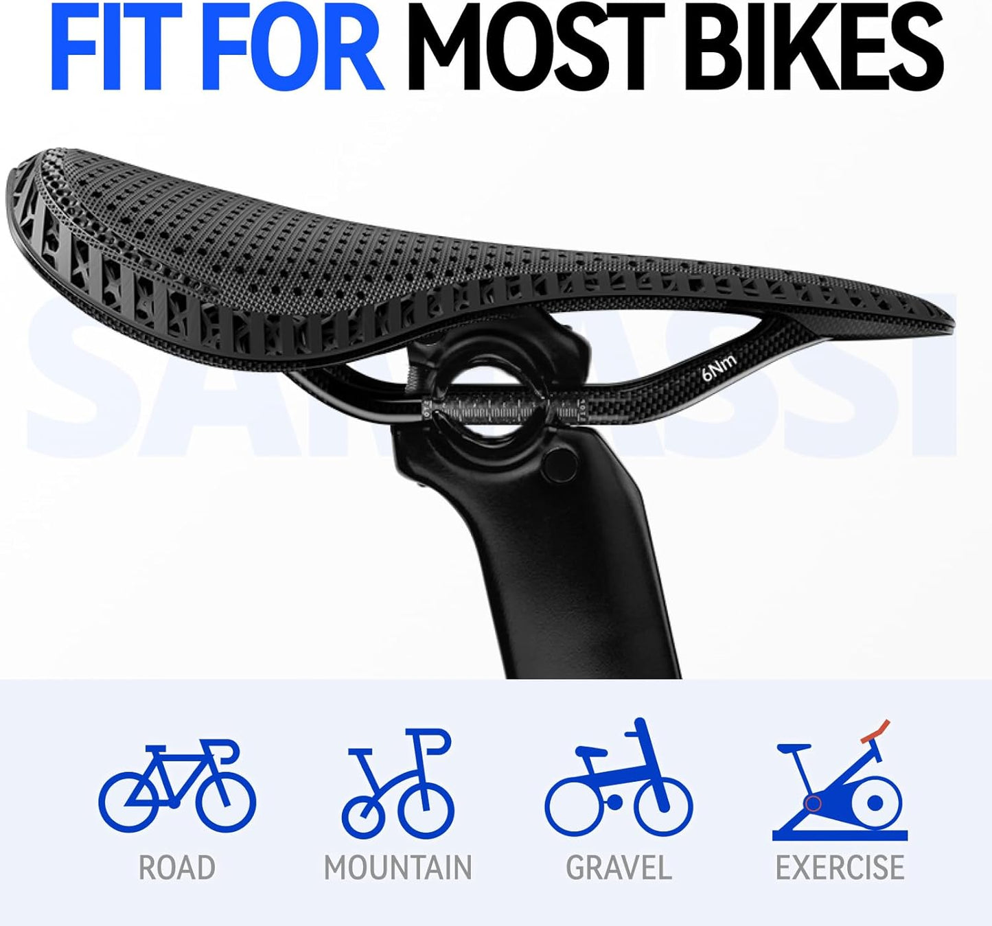 Bike Seat, 3D Printed Bike Saddle | Comfortable Bike Seat Cushion for Men and Women| Lightweight Carbon Fiber Bicycle Seat, Shock Absorbing and Breathable | Ideal for Road and Mountain Bikes