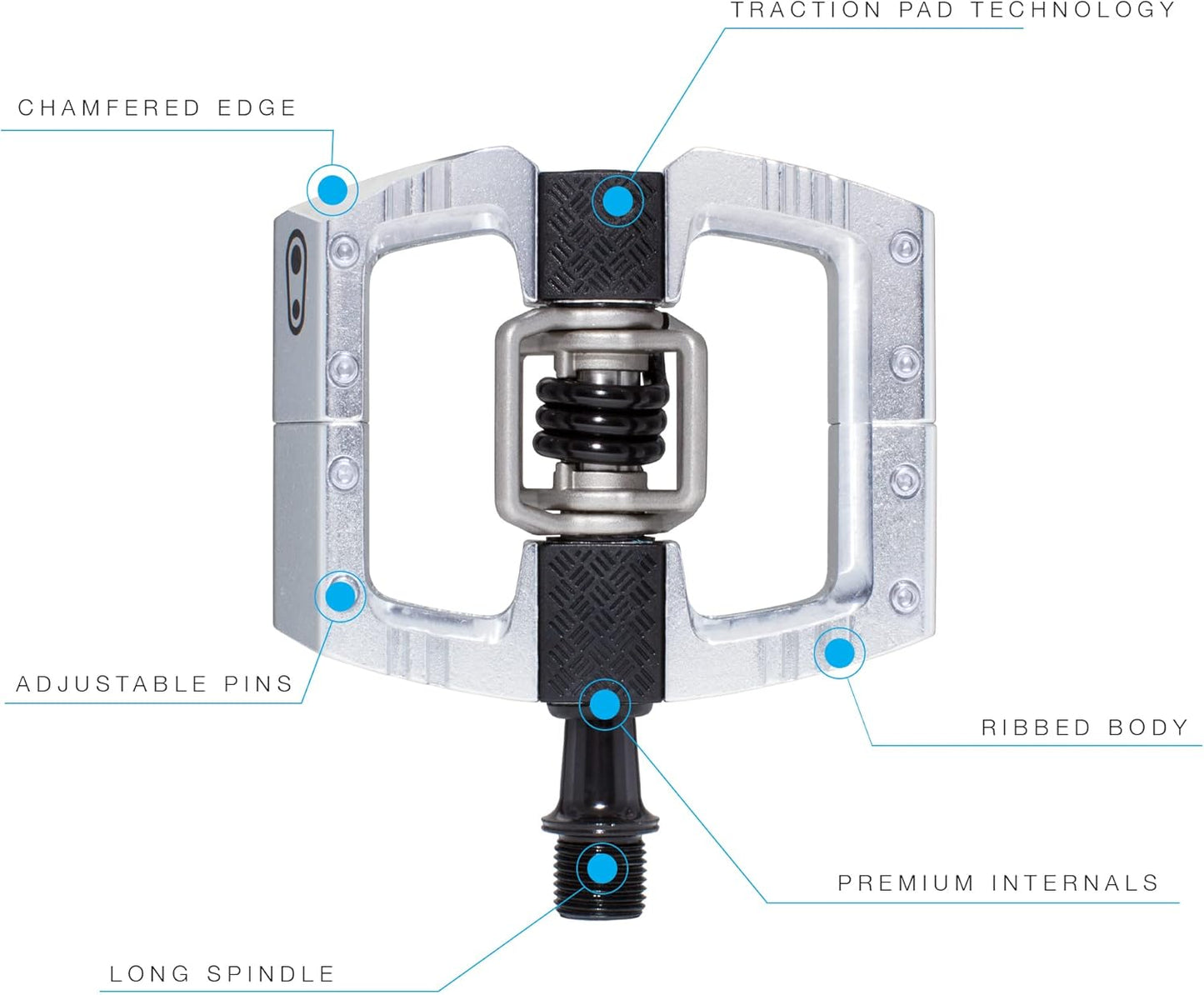 Crankbrothers Mallet DH,MTB Downhil Bike Pedal, High Polish Silver, One Size