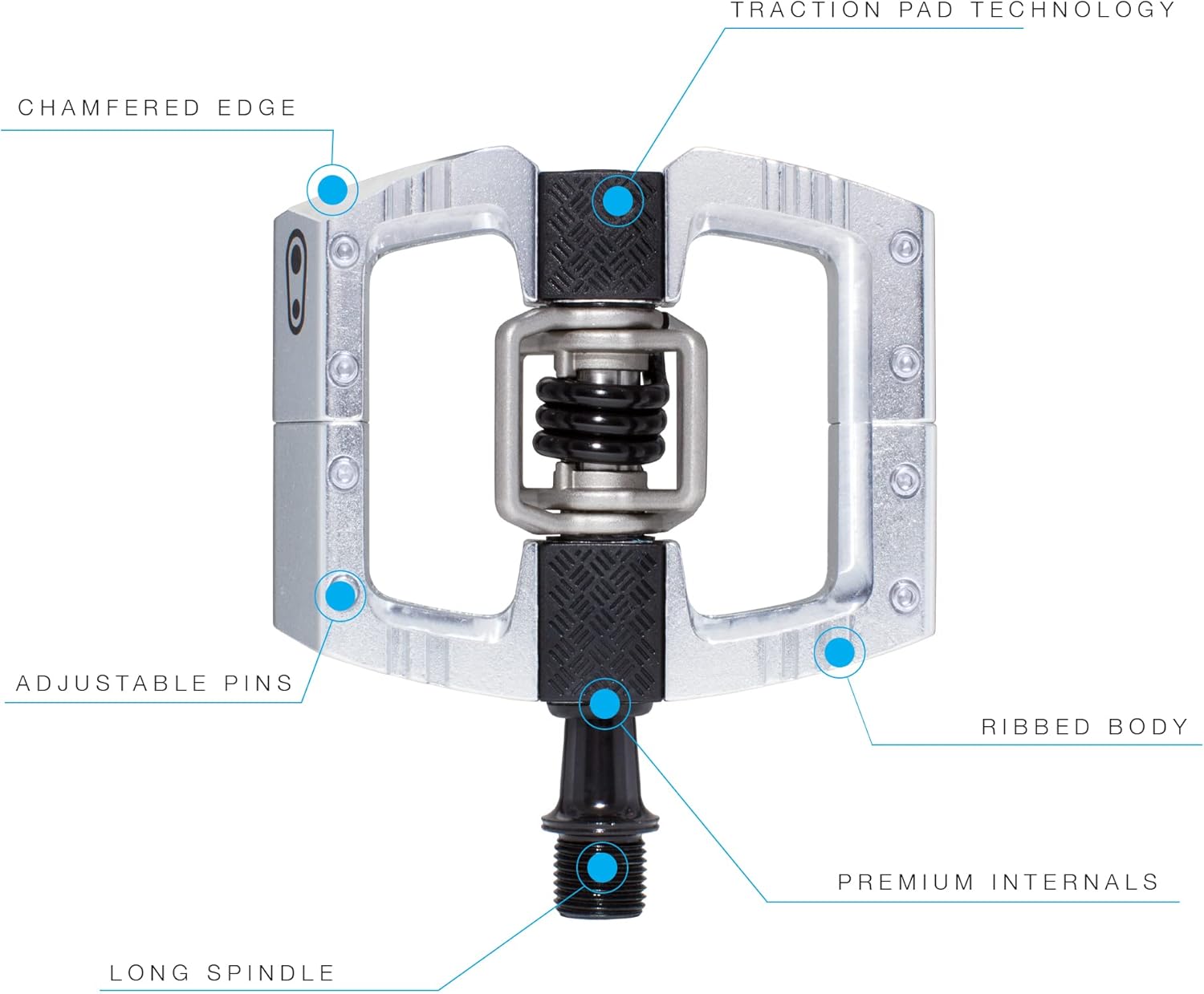 Crankbrothers Mallet DH,MTB Downhil Bike Pedal, High Polish Silver, One Size