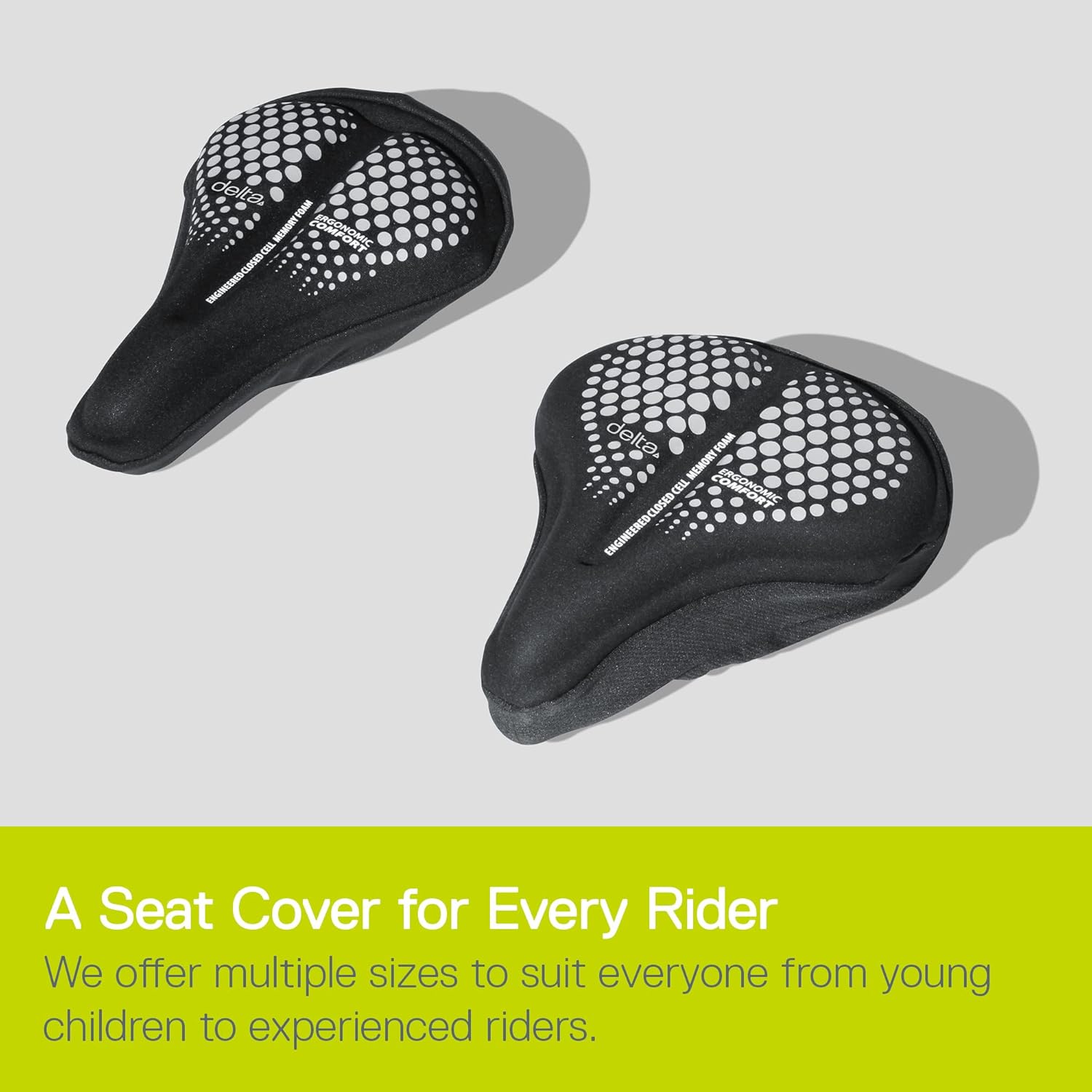 Memory Foam Comfort Saddle Cover by Delta Cycle, Medium, Black - for Exercise, Spin, Cruiser, Outdoor Bikes & Mountain Bikes - Easy to Mount & Non-Slip Backing Holds onto Any Seat - Ergonomic Design