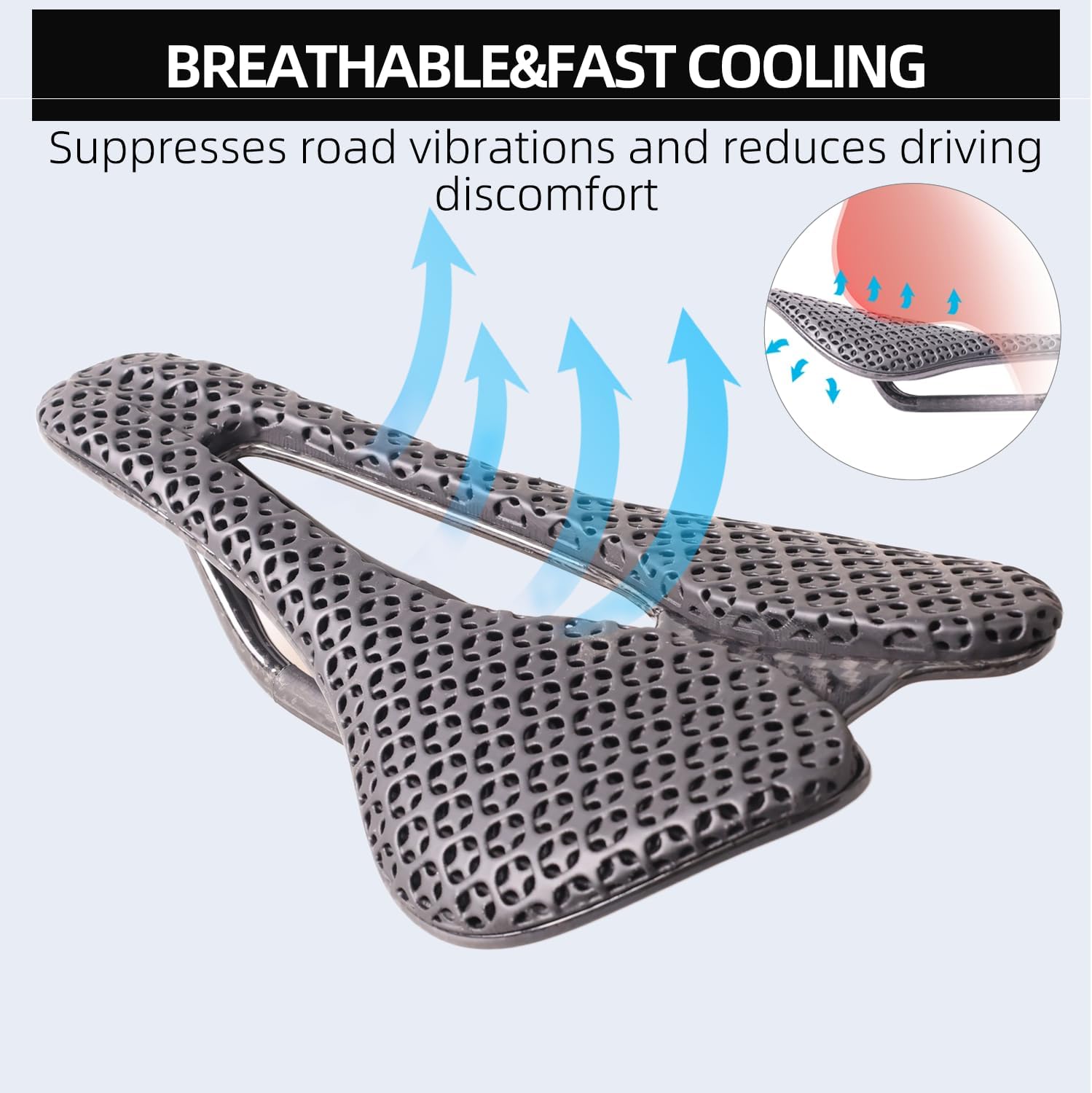 3D Full Carbon Fiber Bike Saddle - Adaptive Bicycle Seat to Reduce The Burden of Long Distance Cycling- Support BMX MTB & Gravel Bike