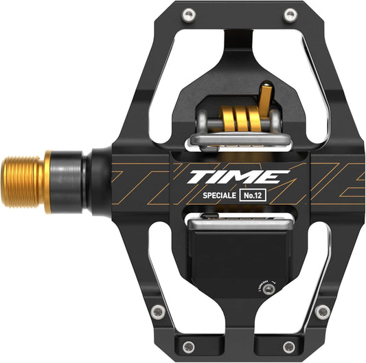 Time Sport Pedals Speciale 12 Large - Aluminum Body, Titanium Spindle, ATAC Standard Cleats Included - Black Gold B1