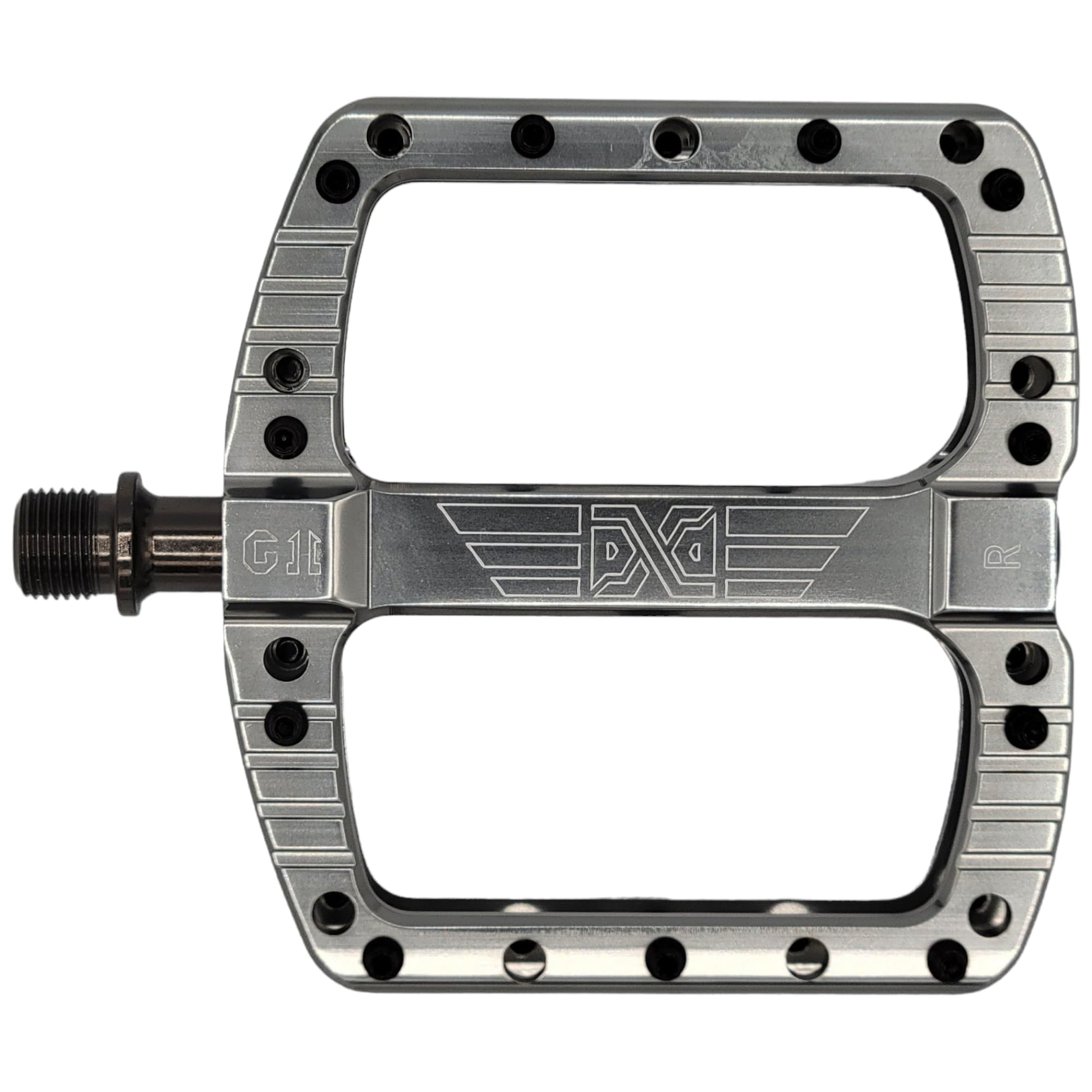 PDX G11 Mountain Bike Pedal MTB Pedal Large Concave Platform Machined Aluminum Polished Bicycle Non-Slip Pedals 9/16 Chromoly Spindle Smooth Ball Bearings
