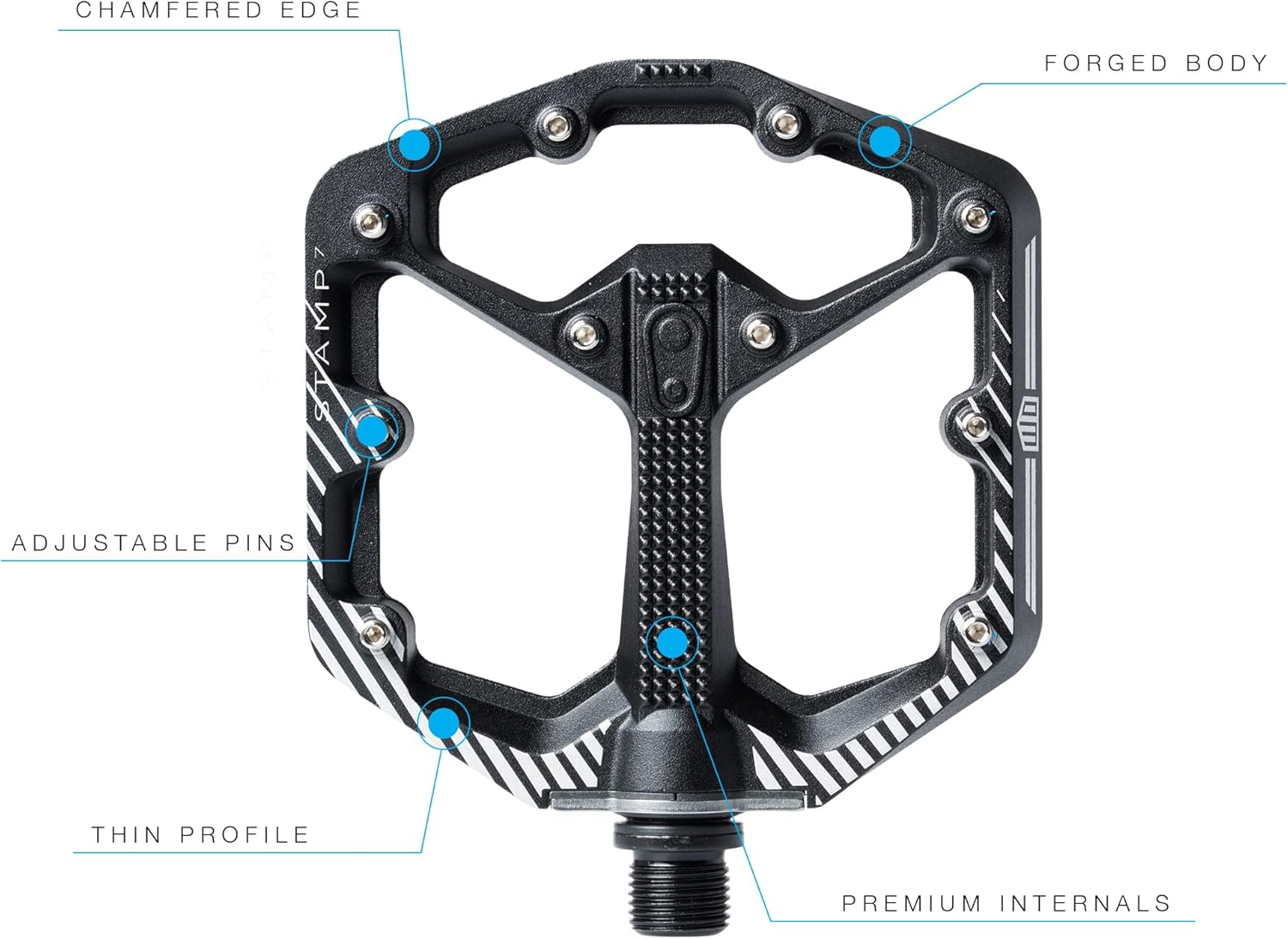 Crankbrothers Stamp Flat MTB Pedals - Size-Specific, Lightweight, Versatile, Durable Bike Pedals
