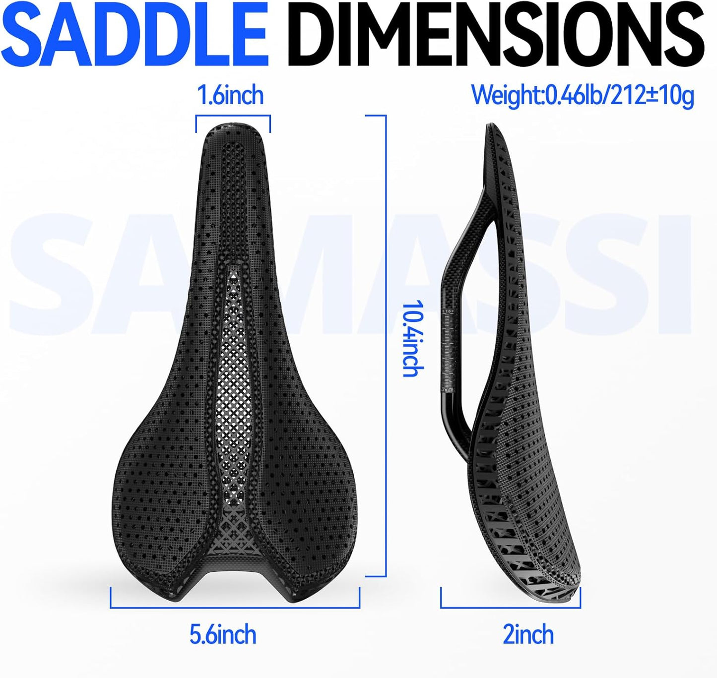 Bike Seat, 3D Printed Bike Saddle | Comfortable Bike Seat Cushion for Men and Women| Lightweight Carbon Fiber Bicycle Seat, Shock Absorbing and Breathable | Ideal for Road and Mountain Bikes