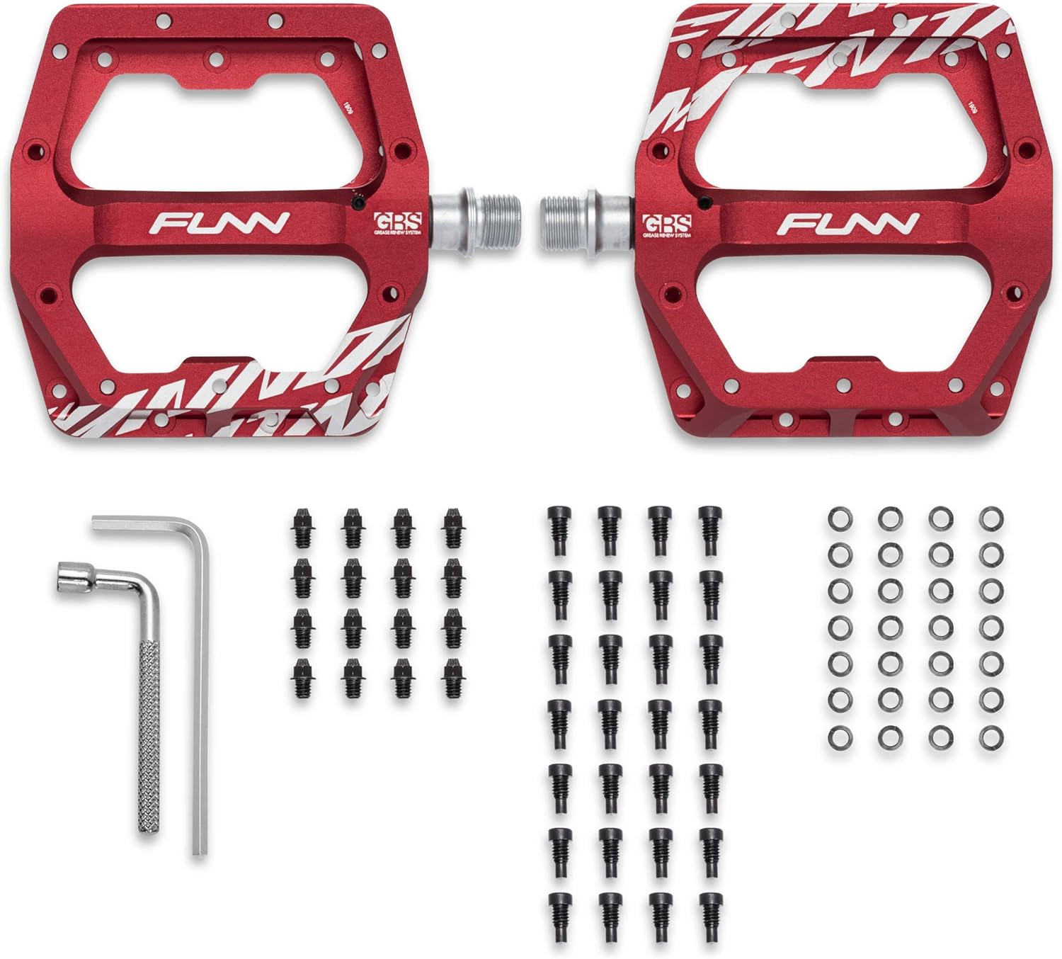 Funn Funndamental Flat Pedals - Wide Platform Bicycle Pedals for BMX/MTB Mountain Bike, Adjustable Grip for Outstanding Stability, 9/16-inch CrMo Axle