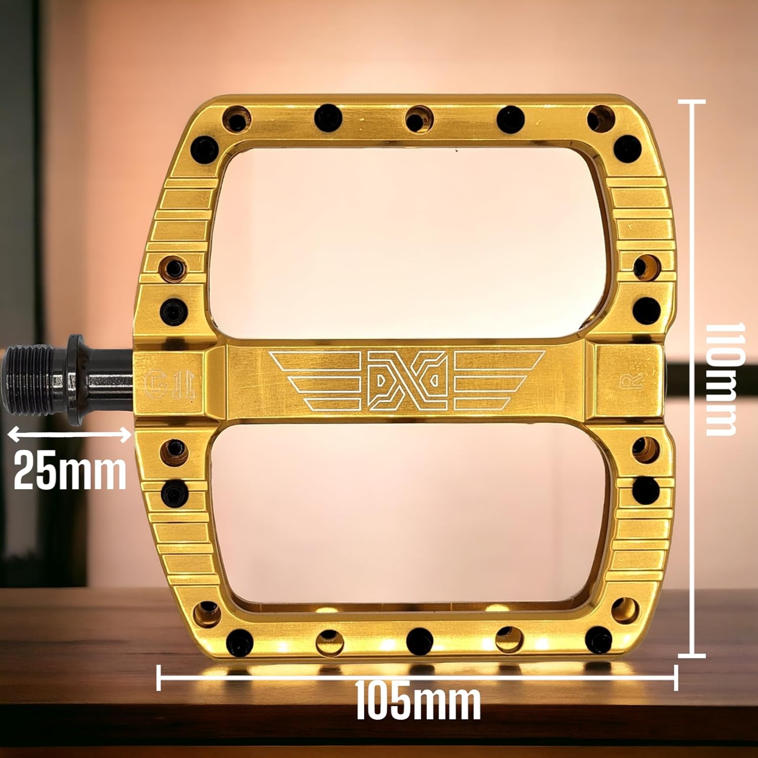 PDX G11 Mountain Bike Pedal MTB Pedal Large Concave Platform Machined Aluminum Polished Bicycle Non-Slip Pedals 9/16 Chromoly Spindle Smooth Ball Bearings