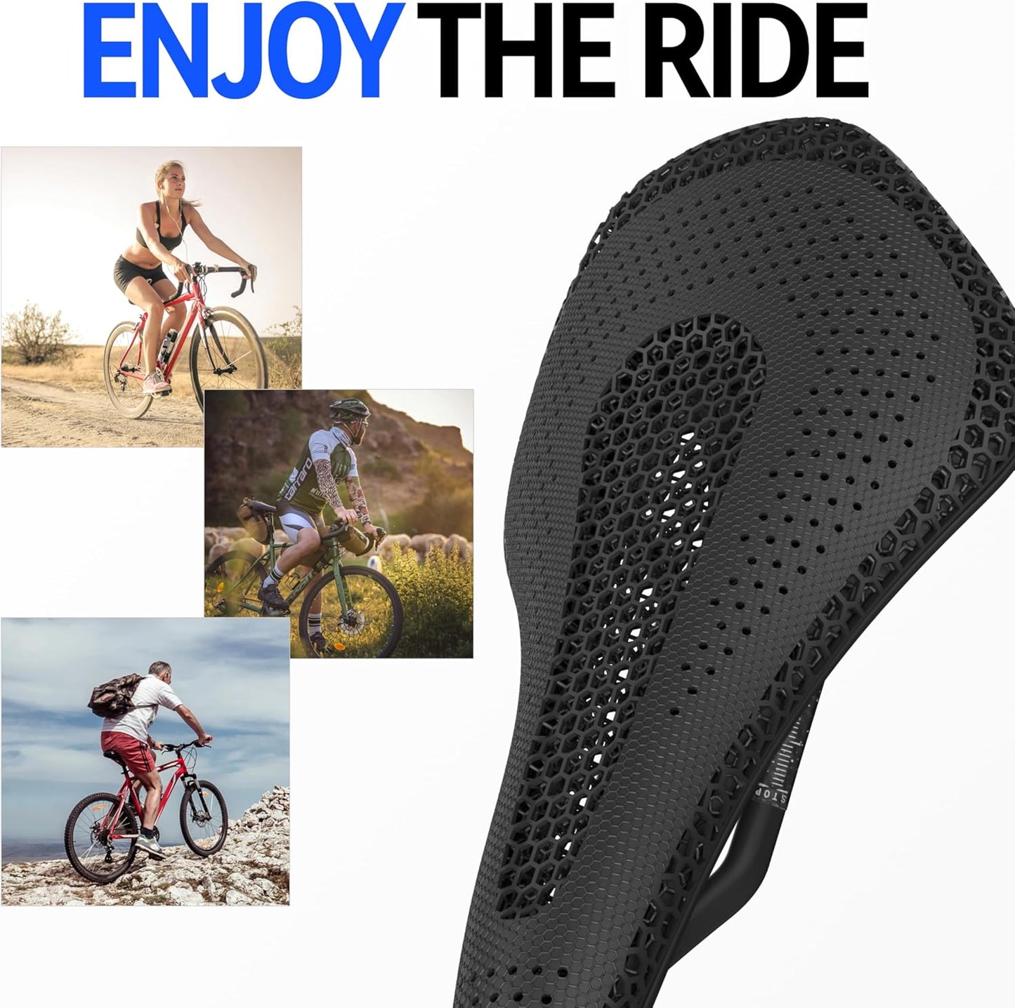 3D Printed Saddle - Ultralight Full Carbon Bike Seat for Road, MTB, and Gravel Bikes, Breathable Bicycle Saddle for Men and Women - Comfort Designed for Cycling Enthusiasts