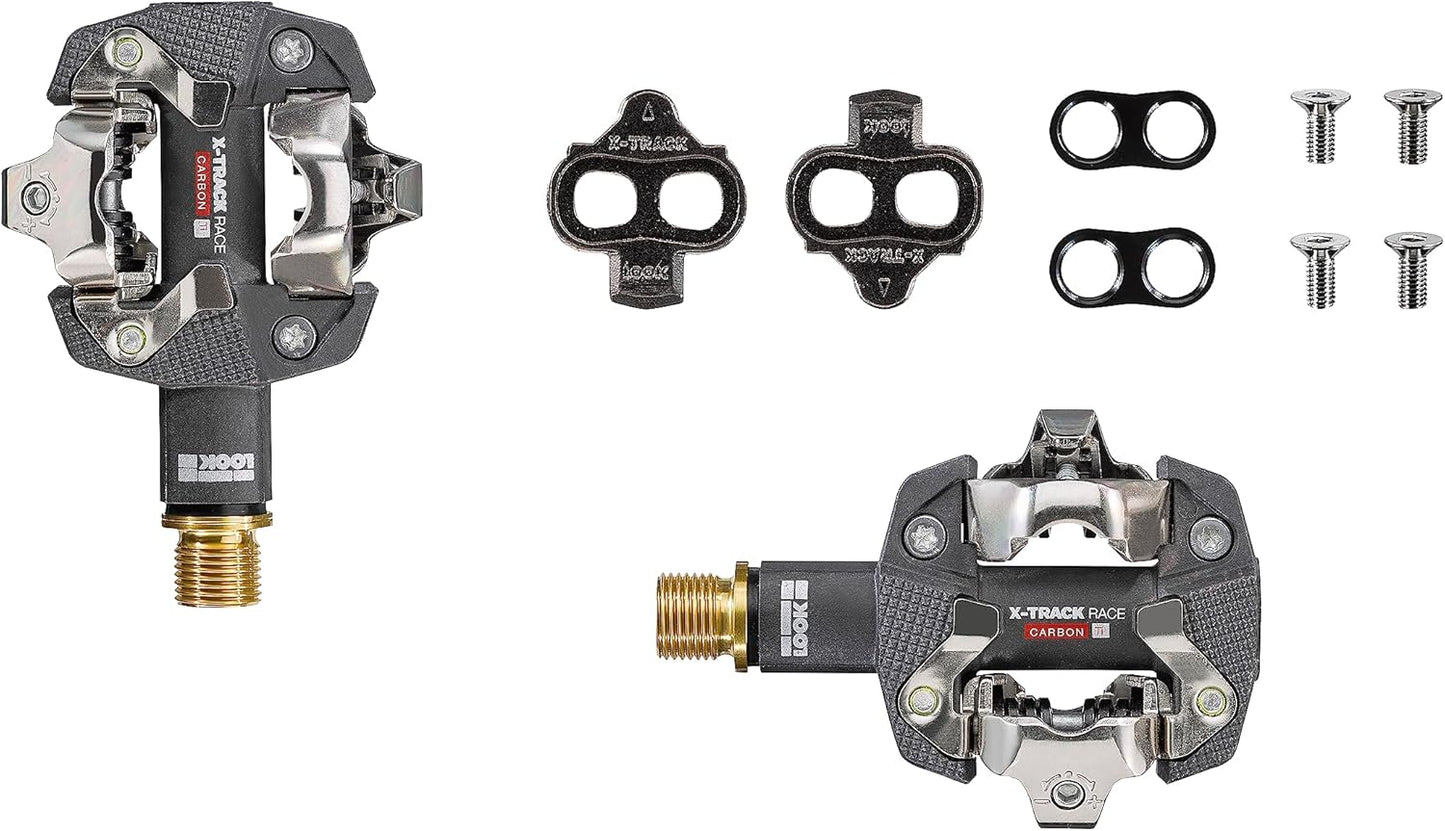 LOOK Cycle - X-Track Race Carbon Ti MTB Bike Pedals - Standard SPD Mechanism Compatible - Carbon Body, Titanium Axle - Clipless Pedal - Large Platform - Extremely Reliable Ultralight Clip in Pedals